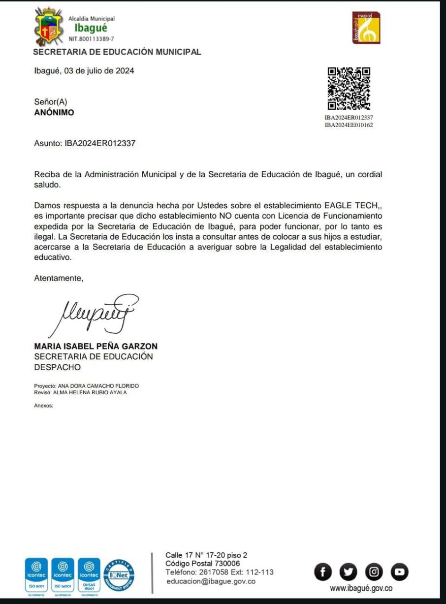 Comunicado Secretaria de educación