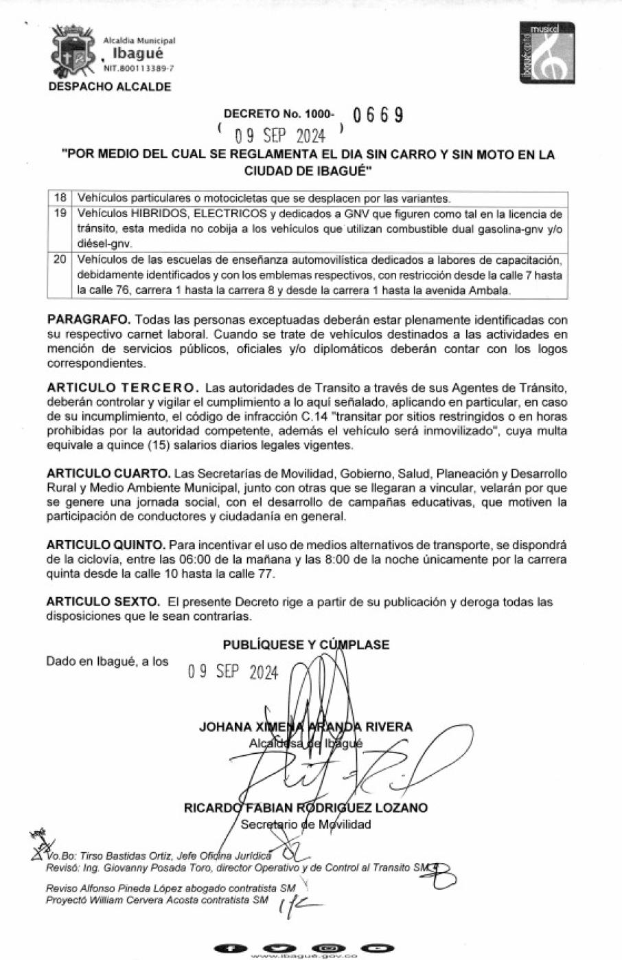 decreto dia sin carro