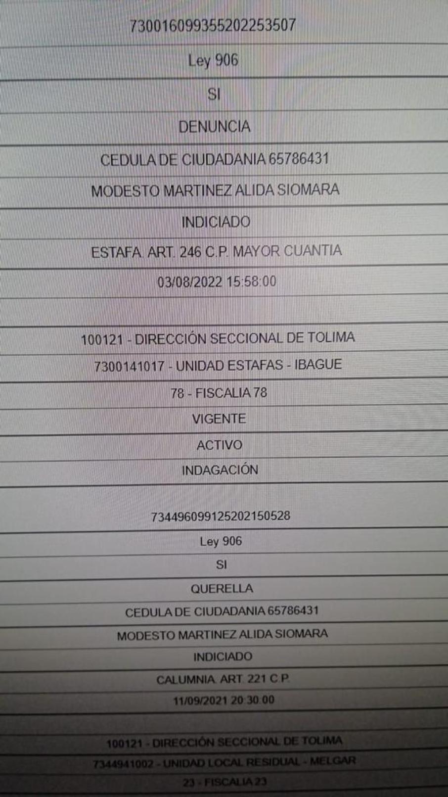 Denuncia en contra de Siomara modesto