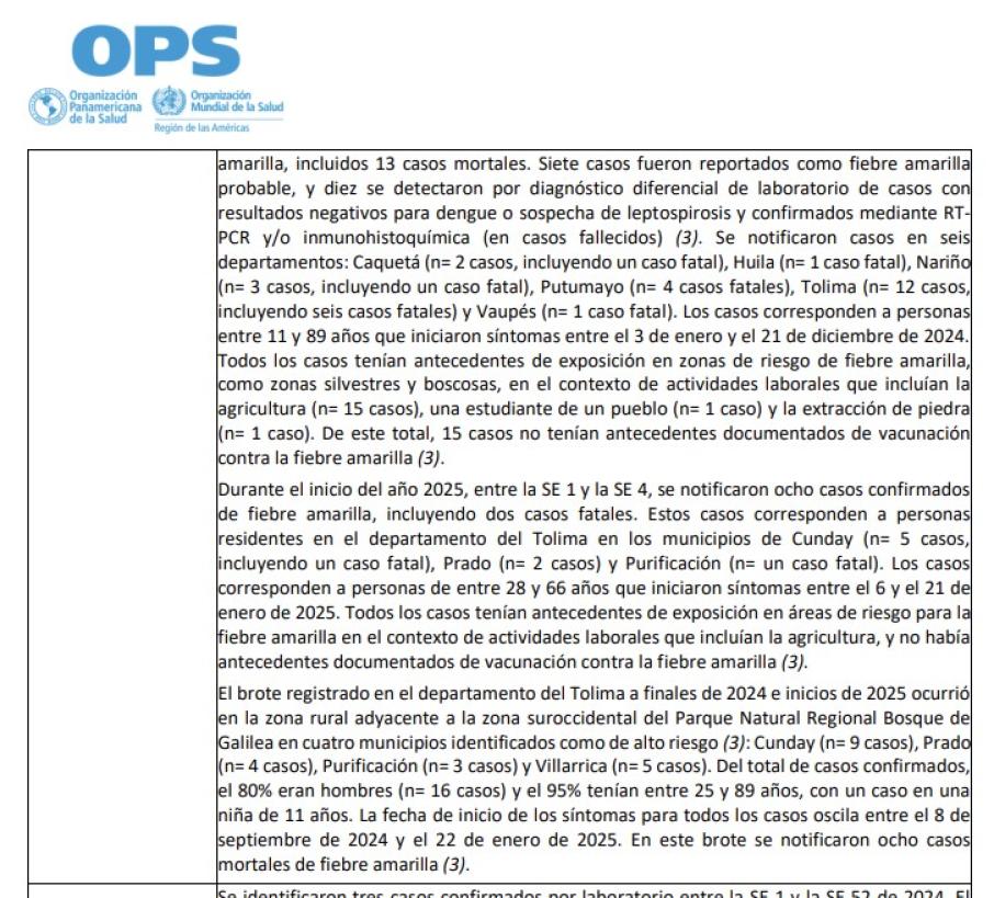 OPS emite alerta ante el aumento de casos de fiebre amarilla en las ...
