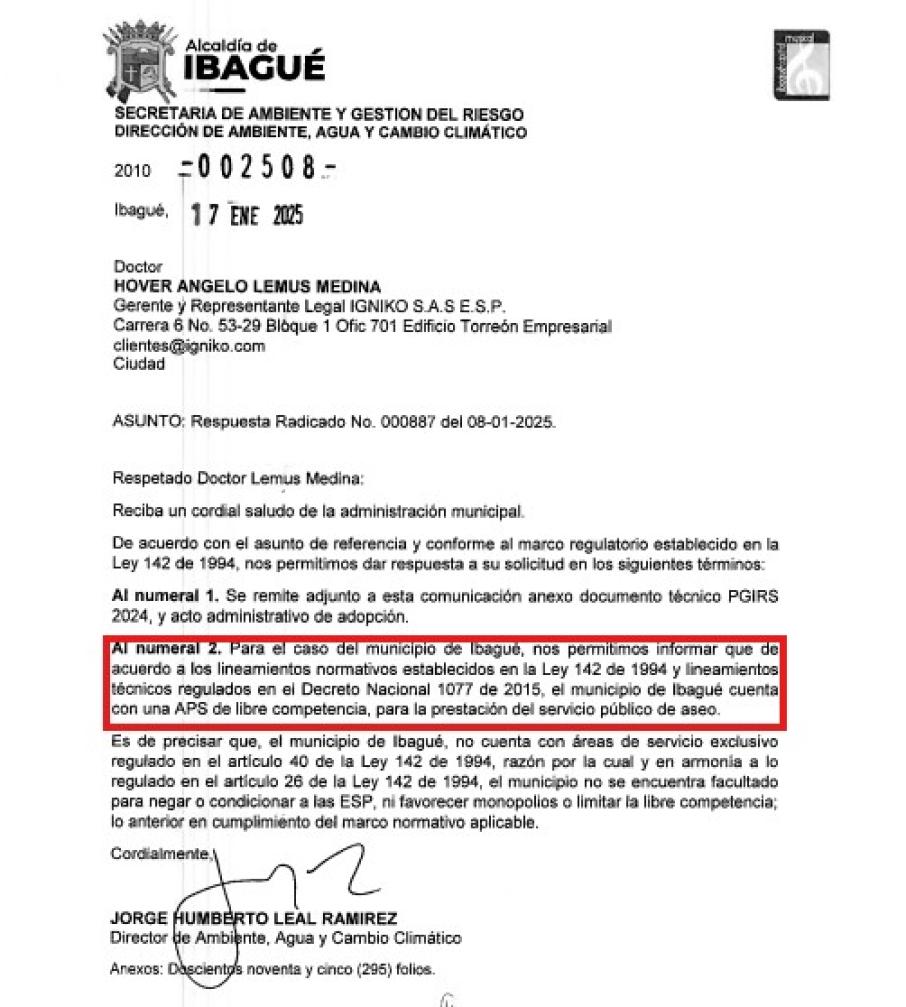 Respuesta Dirección de Ambiente a Igniko