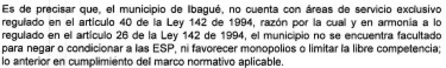 Claridad sobre áreas de servicio exclusivo