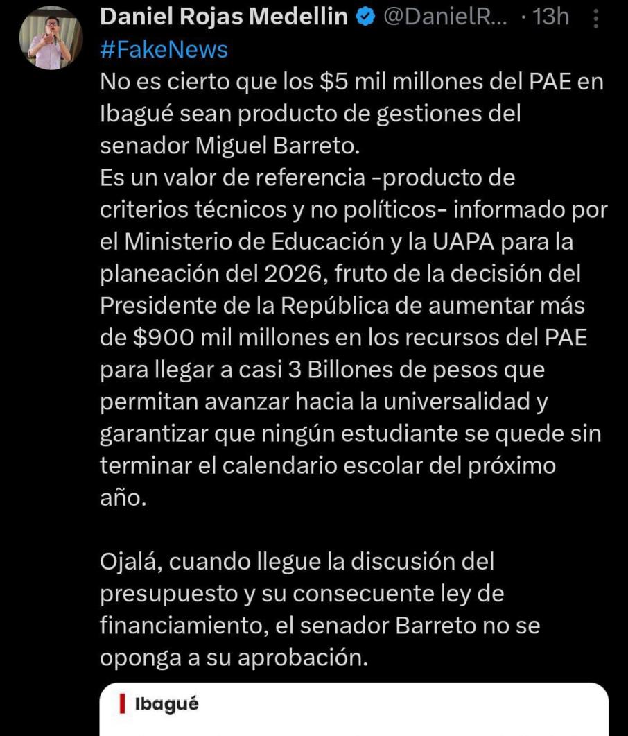 Las declaración la hizo a través de su cuenta de X