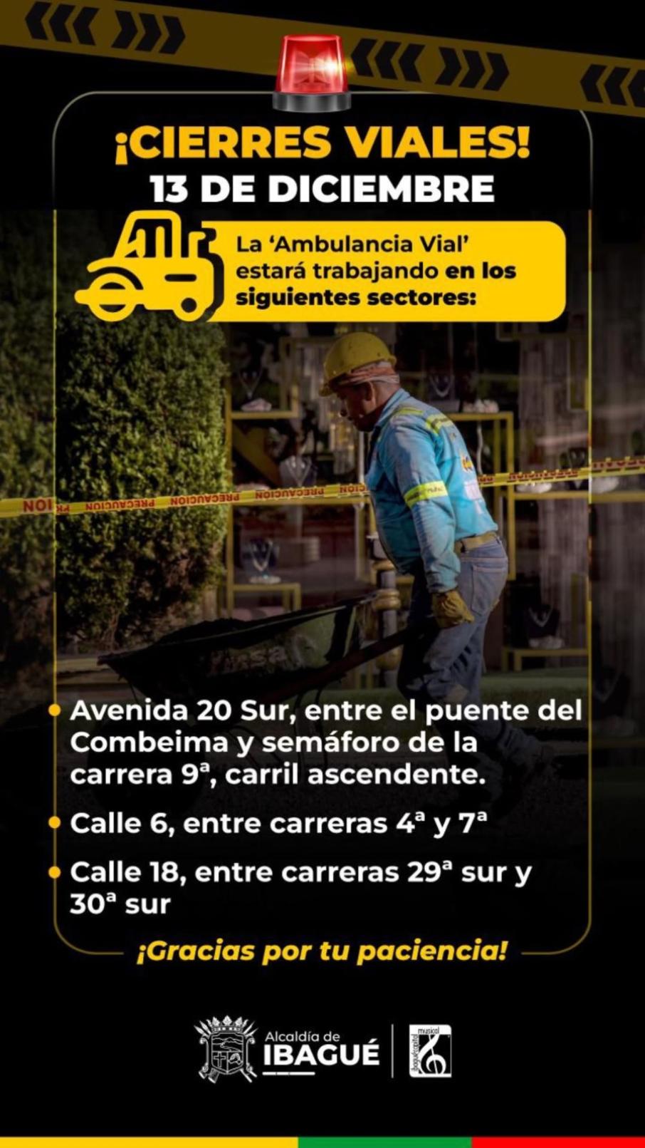 obras de pavimentación en Ibagué.