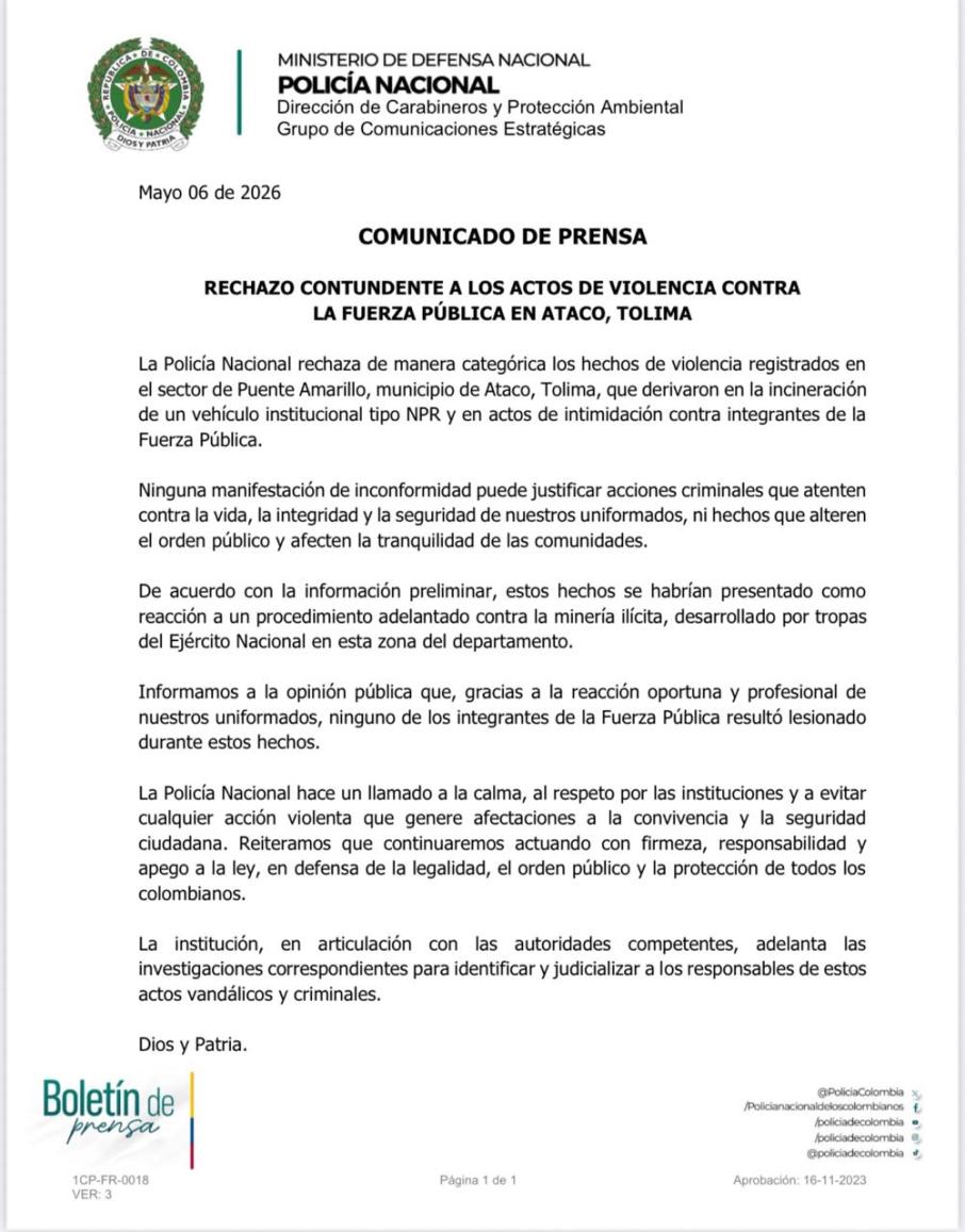 Pronunciamiento Policía Tolima
