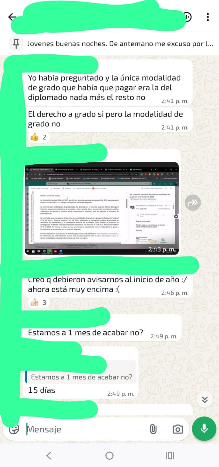 Estudiantes de la Universidad Cooperativa de Colombia sede Ibagué no conocían los cobros de la institución