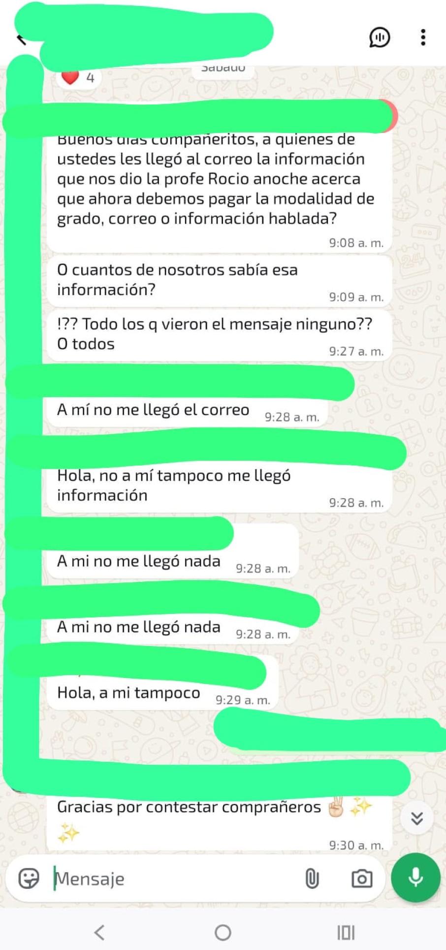 Chats de la comunidad universitaria de la Universidad Cooperativa de Colombia