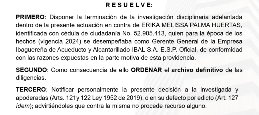 La Procuraduría archivó la investigación contra la exgerente del IBAL y descartó su responsabilidad en la demora de las dotaciones