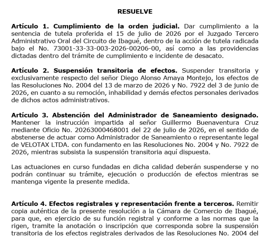 Suspenden temporalmente la intervención a la cual fue sometida Velotax durante el gobierno Petro