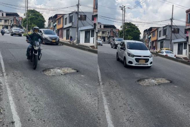 El hueco se ubica en el carril bajando. 