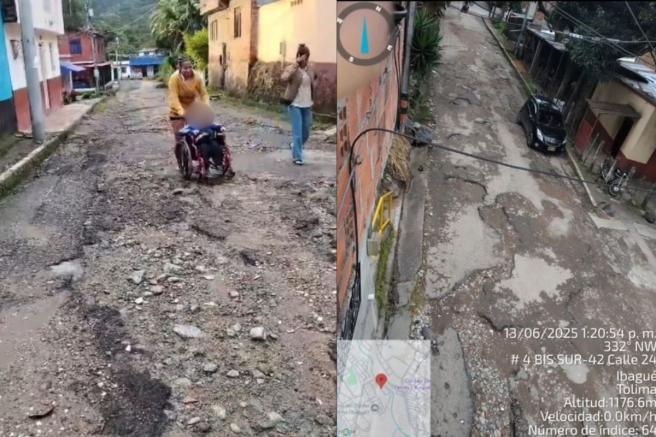 Estado de la malla vial del barrio Santofimio en la comuna 12 de Ibagué. 