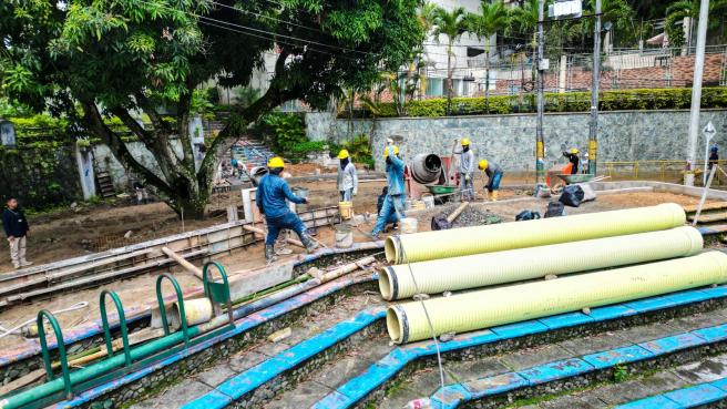Obras en el Parque Centenario en Ibagué.
