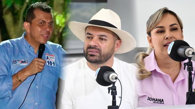 Carlos Edward Osorio, Cristian Ávila y Johana Aranda, alcaldesa de Ibagué 