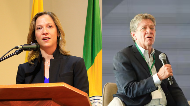 María Claudia Lacouturem presidenta AmCham Colombia, Bruce Mac Master, presidente ANDI