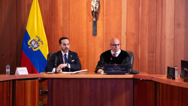 El presidente Abelardo de la Espriella y el presidente de Corte Suprema de Justicia, Iván Mauricio Lenis