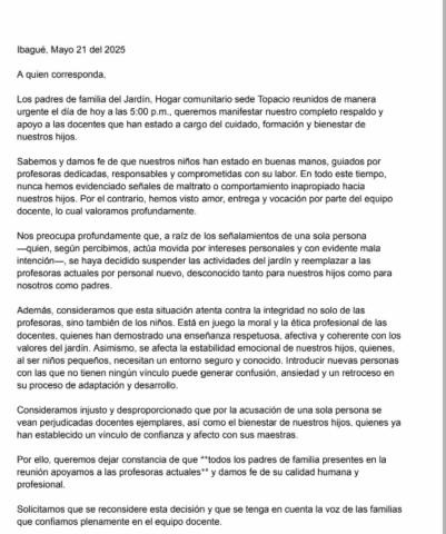 Comunicado padres