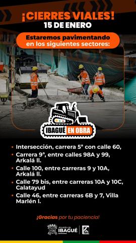obras de pavimentación en Ibagué.