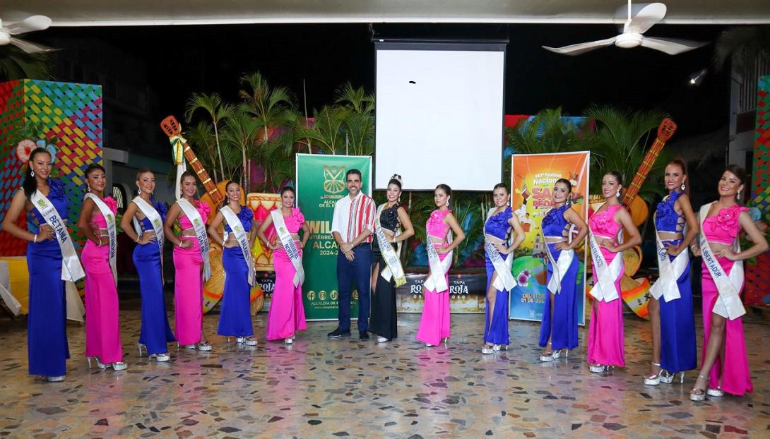 Alcalde de El Espinal con las candidatas al Reinado del San Pedro