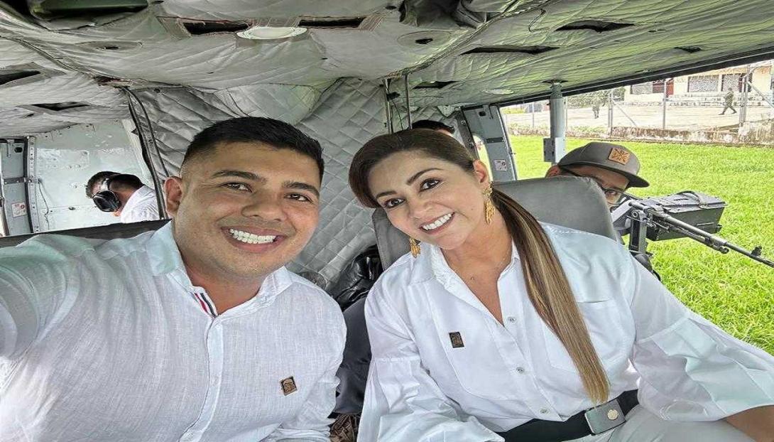 Adriana Magali Matiz en helicóptero