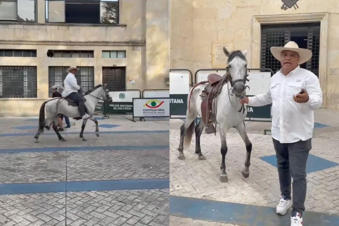 El cabildante sorprendió con la inusual forma de transportarse.