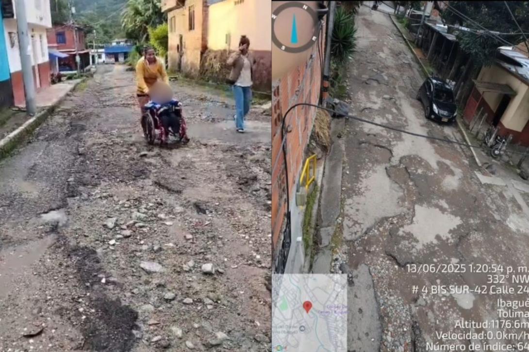 Estado de la malla vial del barrio Santofimio en la comuna 12 de Ibagué. 