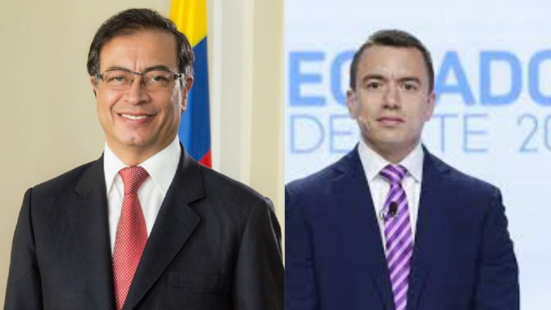 Gustavo Petro, presidente de Colombia, Daniel Novoa, presidente de Ecuador.