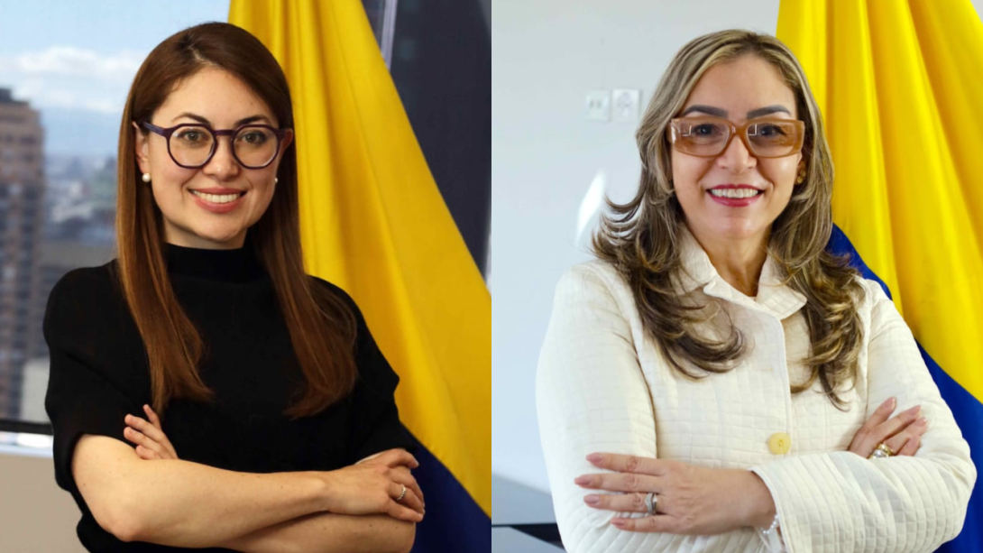 Jluiana  orad, vicem inistra de relaciones laborales y Eliane Emma Forerro, viceministra de Pensiones y empleo